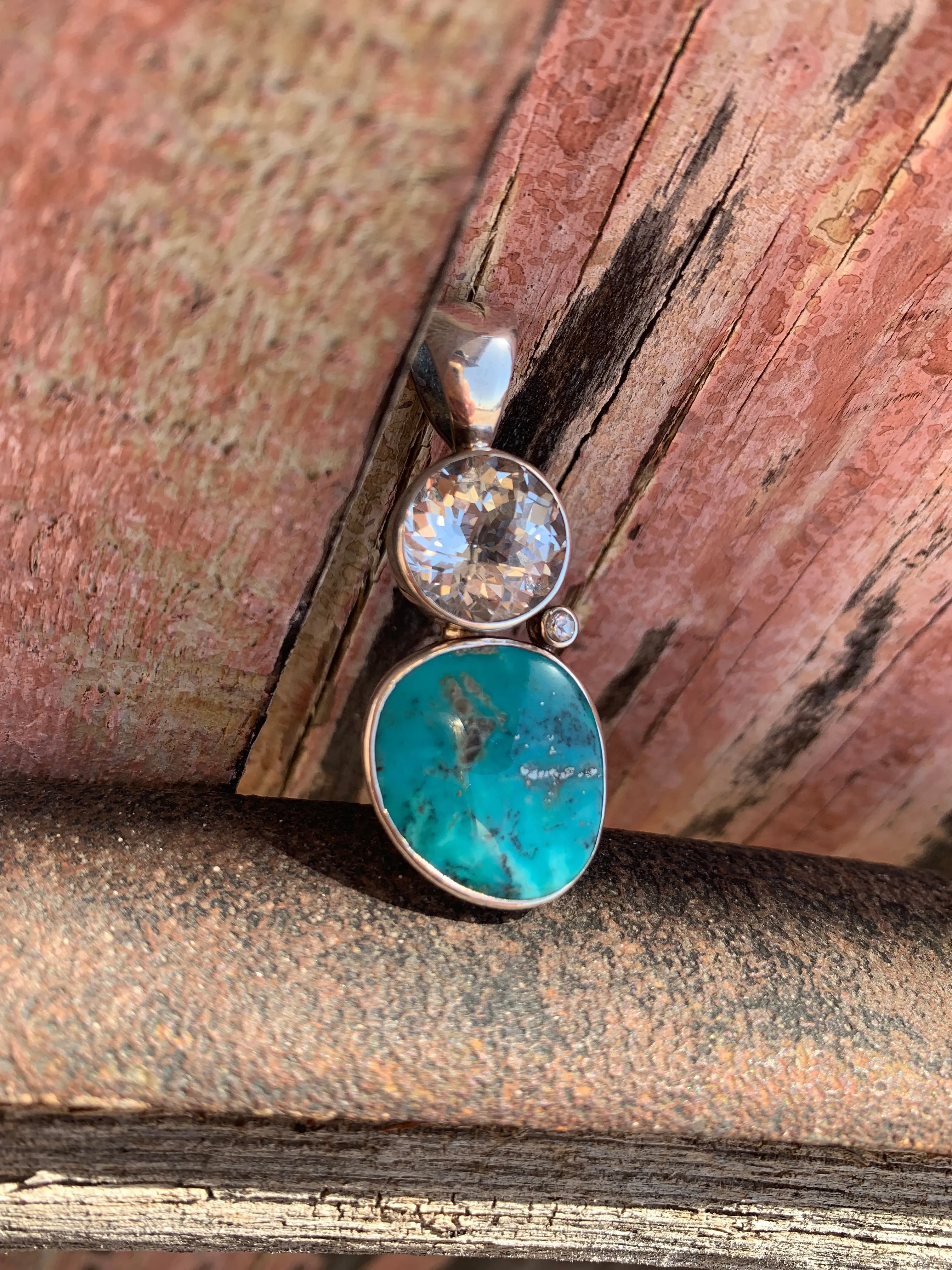 Turquoise and White Topaz pendant