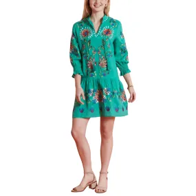 Tyler Boe Niki Embroidered Linen Dress - Parakeet