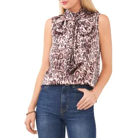 Vince Camuto Womens Tie Neck Animal Print Blouse