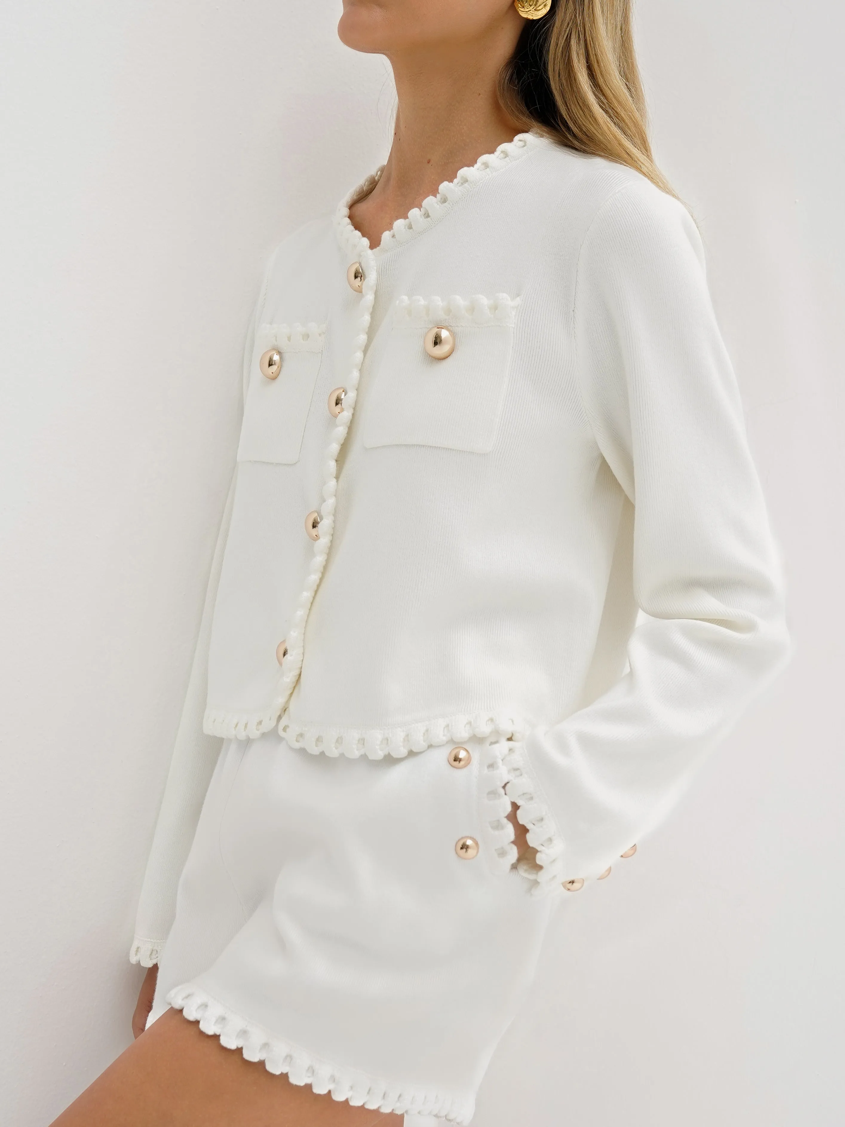 Vivienne Premium Knitted Cardigan | Ivory White