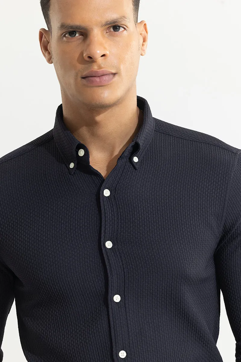 Waffle Grid Black Shirt