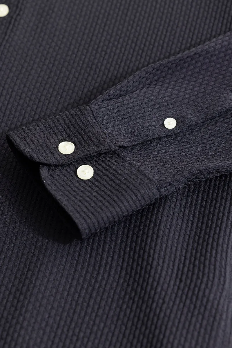 Waffle Grid Black Shirt