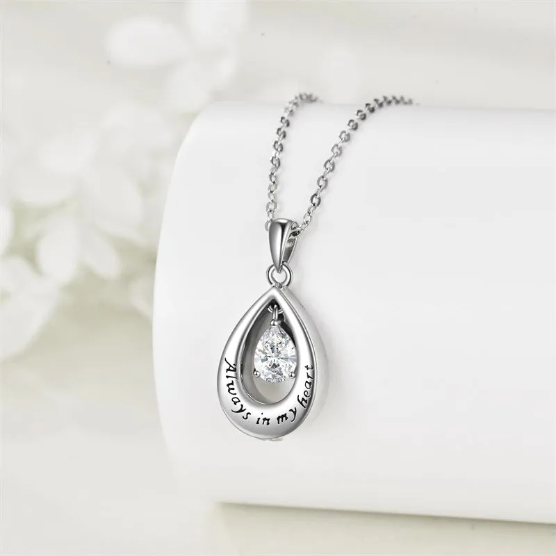 Waterdrop Urn Necklace for Ashes for Women Sterling Silver Cremation Necklace Jewelry for Human