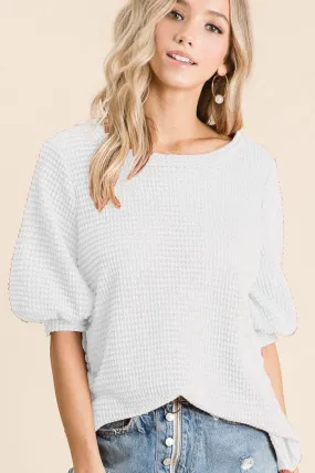 White Basic Waffle Top