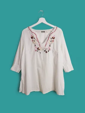 White Tunic Blouse Beach Top Kaftan