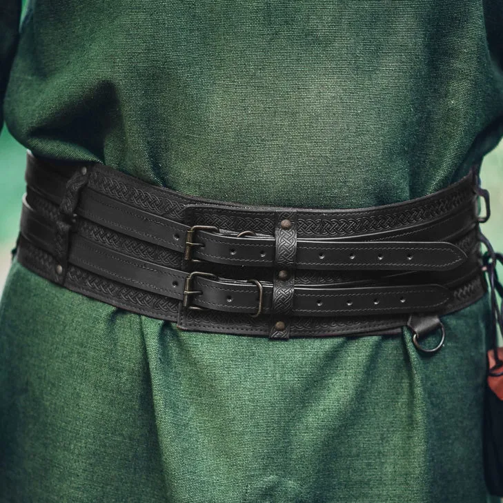 Wide Detailed Viking Leather Belt