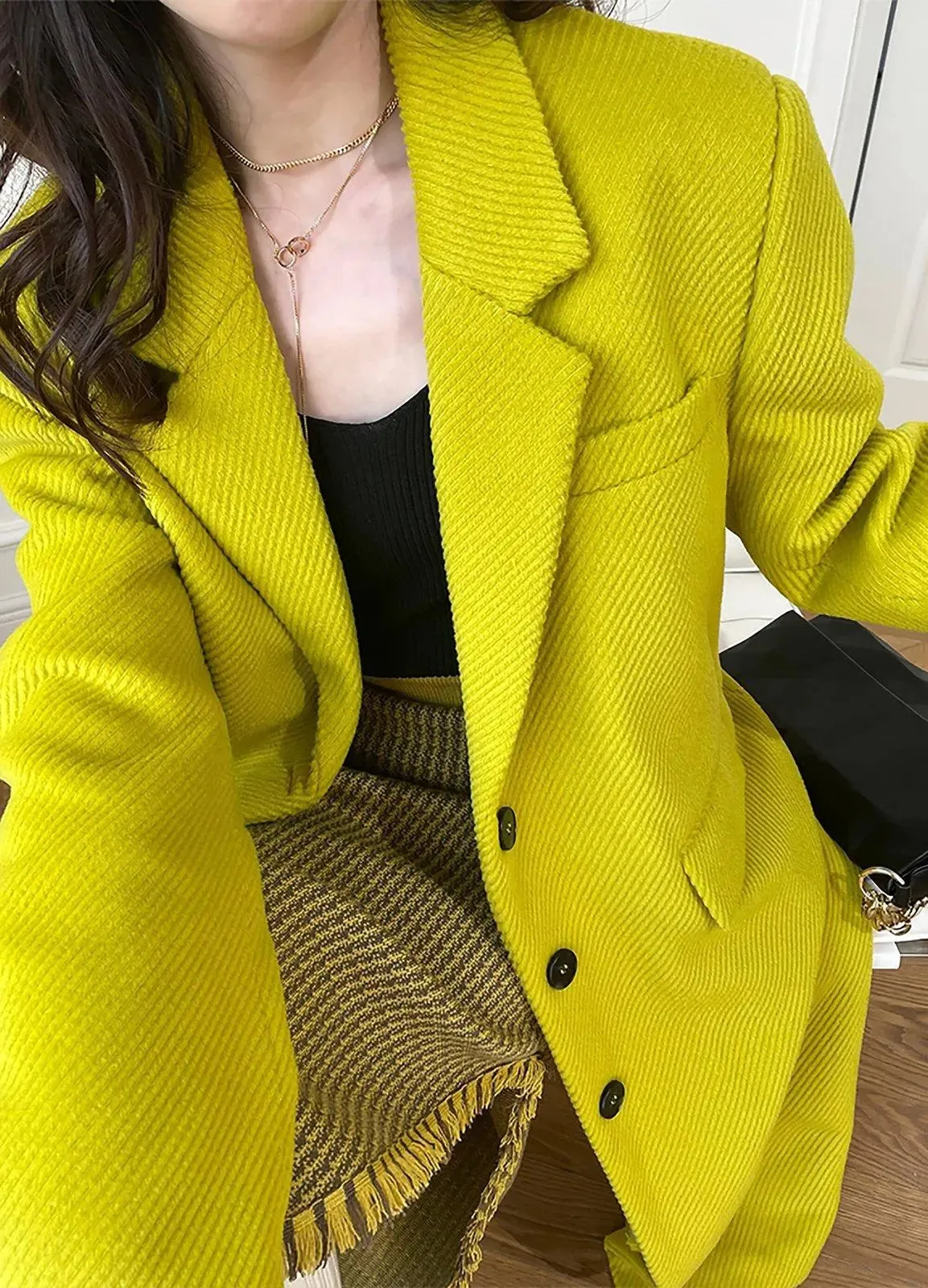 Women Yellow Long Wool Coat,Single breasted Wool Long Coat,Wool Overcoat,Oversize Wool Coat,Warm Winter Coat,Loose Wool Coat,Yellow Coat