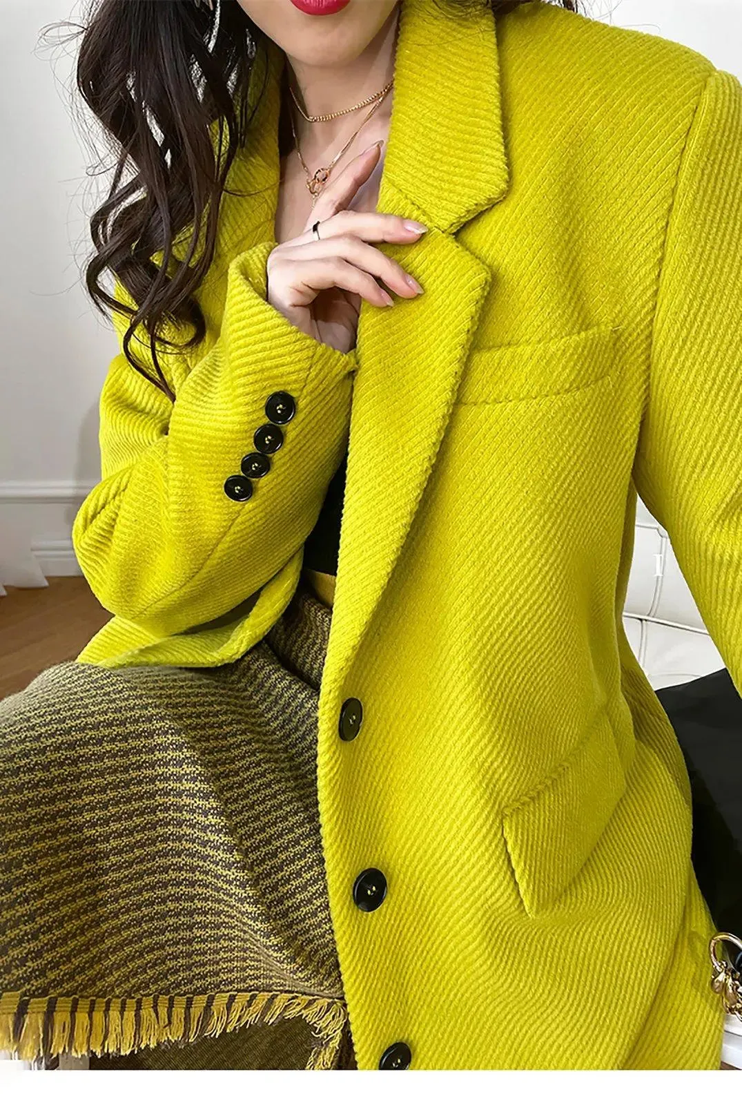 Women Yellow Long Wool Coat,Single breasted Wool Long Coat,Wool Overcoat,Oversize Wool Coat,Warm Winter Coat,Loose Wool Coat,Yellow Coat