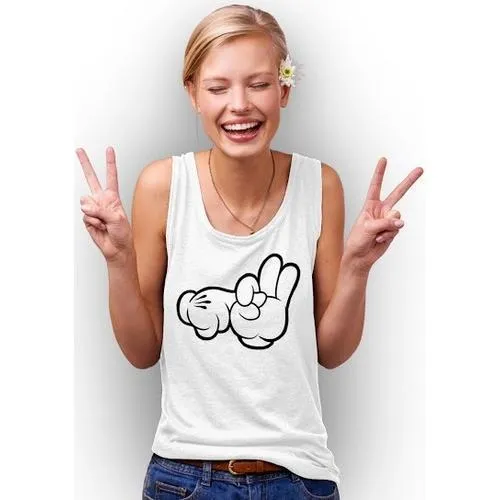 Womens Cartoon Hands Sex Tank Top