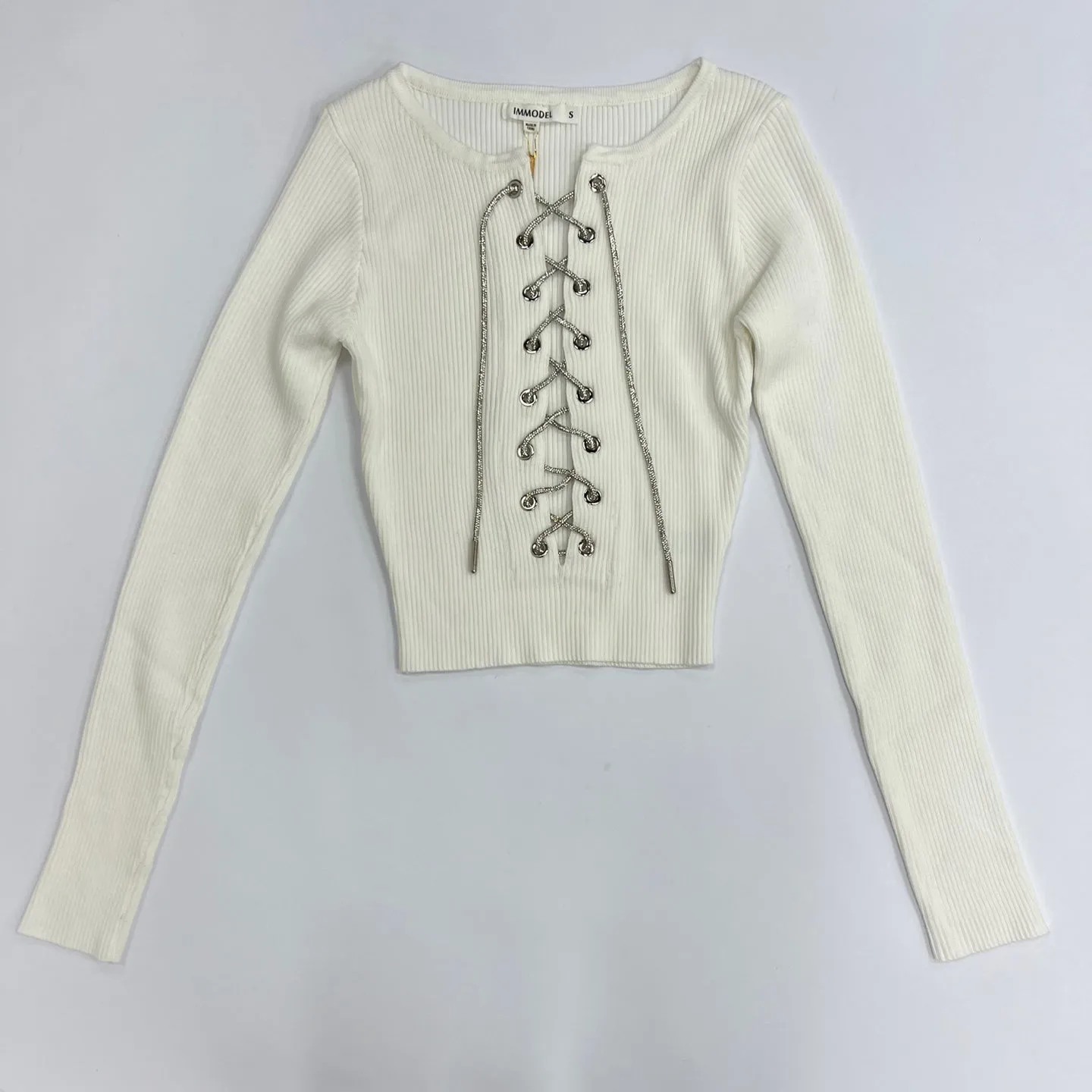 Women's Long Sleeve Sweater Top with Front Tie