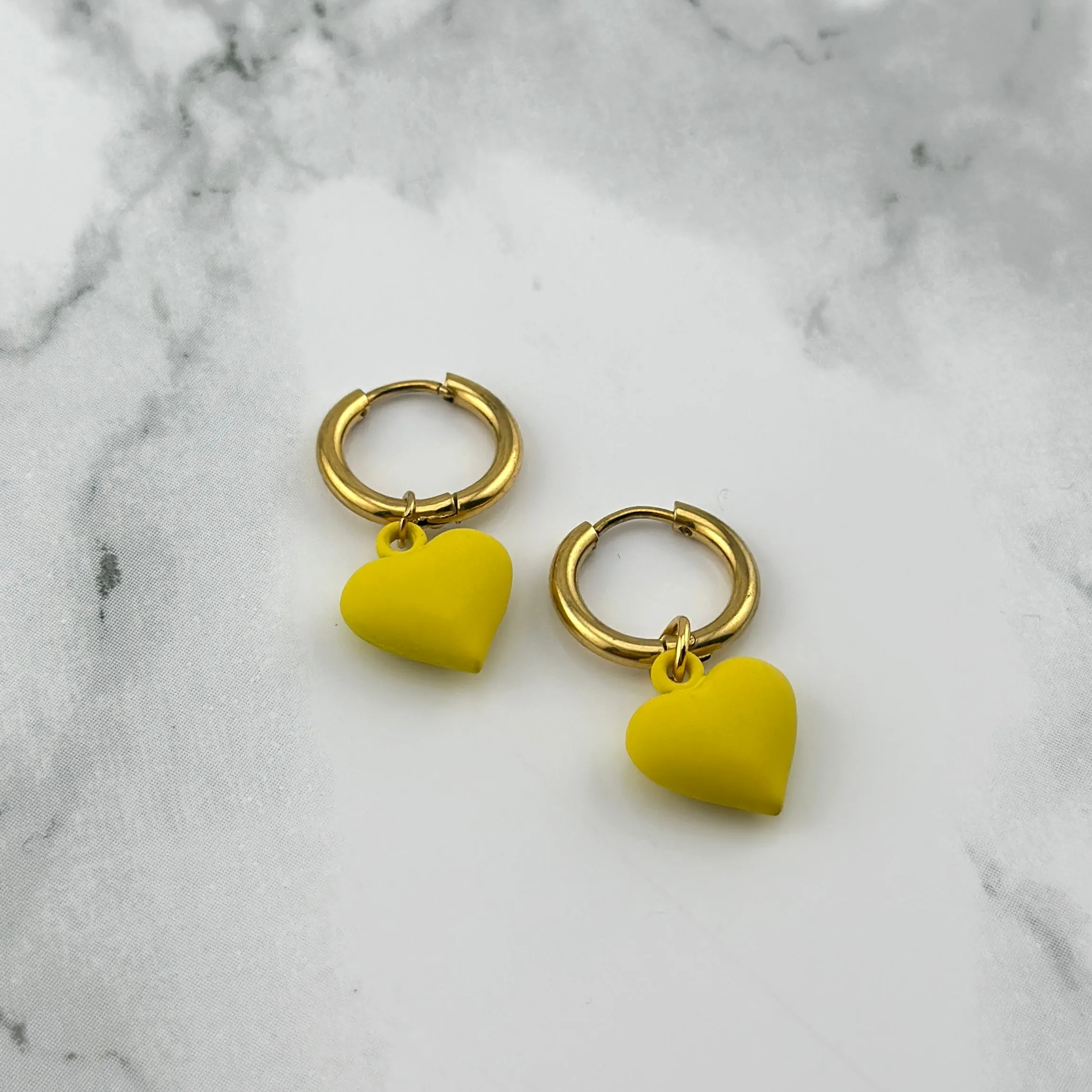 Yellow heart hoops