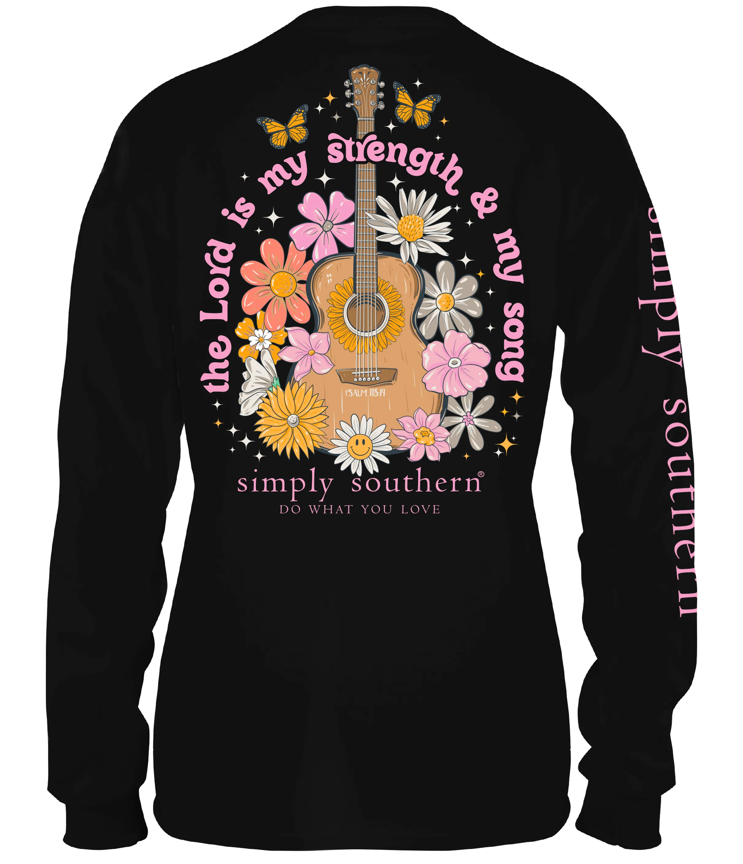 Youth Simply Southern Guitar and Flowers 'The Lord Is My Strength and My Song' Long Sleeve T-Shirt