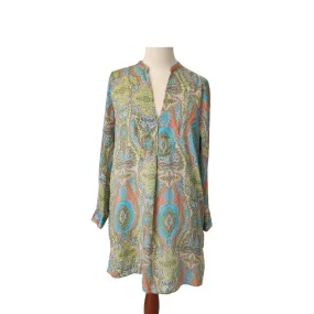 ZARA Green Printed Satin Tunic | Brand New |